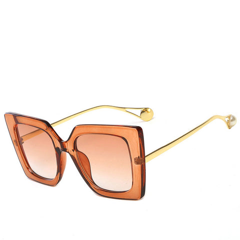 New European and American Trend Sunglasses Street Style Fashion Sunglasses Square Pearl Women's Sunglasses UV400