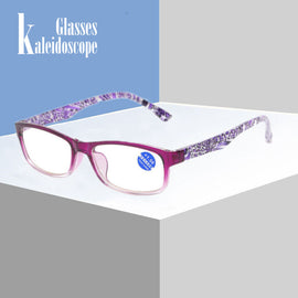 Women's Blue Light Blocking Reading Glasses Ladies Purple Printing Elderly Hyperopia Eyewear Women Anti-blue Light Resin Glasses
