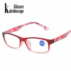 Women's Blue Light Blocking Reading Glasses Ladies Purple Printing Elderly Hyperopia Eyewear Women Anti-blue Light Resin Glasses