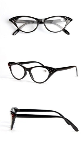 Women's resin middle age ladies cateye shape with acrylic diamonds ultra attrative trendy reading