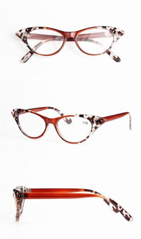 Women's resin middle age ladies cateye shape with acrylic diamonds ultra attrative trendy reading