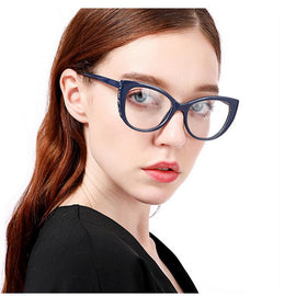 Women's Luxury Rhinestone Cat Eye Reading Glasses Fashion Ladies Crystal Decoration Presbyopia Glasses Diopter +50 to +400