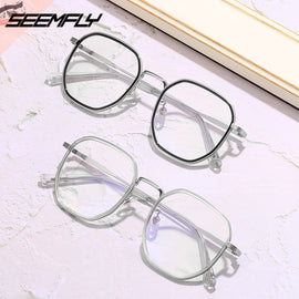 SEEMFLY Anti-blue Light Round Women's Reading Glasses Trendy Vintage Daily Eyeglasses Luxury Brand Designer Driver Eyeglasses