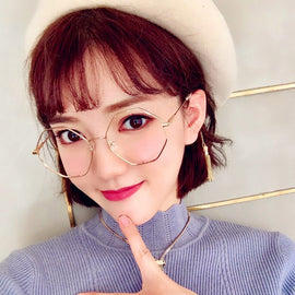 Plinth Instafamous Polygon Women's Reading Glasses Luxury Brand Designer Vintage Korea Style Clear Girls Eyeglasses Oculos UV400
