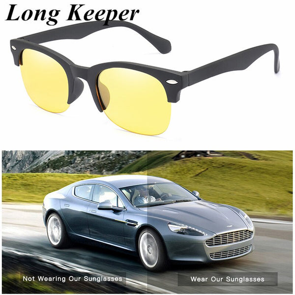 Hot Oval Women's Sunglasses HD Polarized Sun Glasses Night Vision Sunglasses Semi-Rimless Safe Driving Eyeglasses Goggles