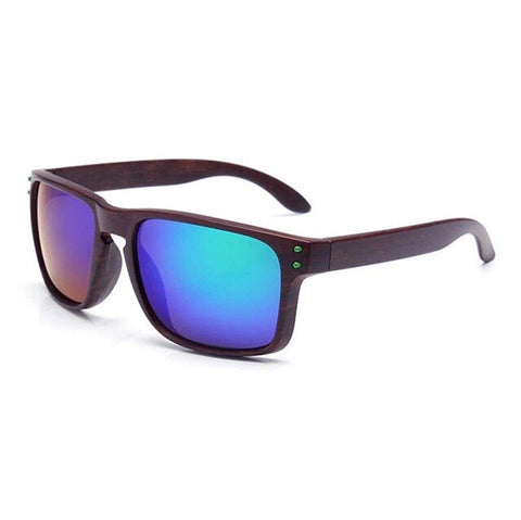 Fashion wood grain sunglasses men's sports box glasses outdoor square colorful glasses student gifts
