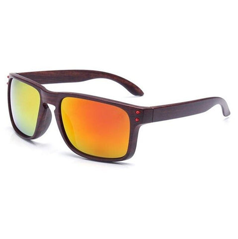 Fashion wood grain sunglasses men's sports box glasses outdoor square colorful glasses student gifts