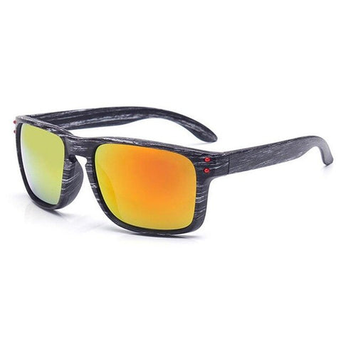 Fashion wood grain sunglasses men's sports box glasses outdoor square colorful glasses student gifts