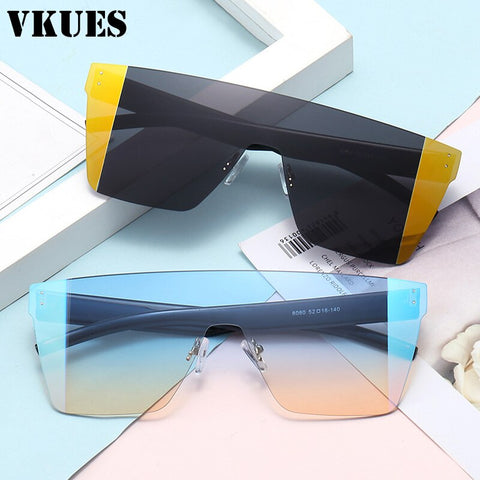 VKUES New Siamese Sunglasses Men's Pulling Wind Handsome Windproof Glasses Hot Colorful Color Plated Real Film Sunglasses