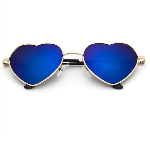 Womens Mirror Sun Glasses Love Metal Frame Fashion Sunglasses Shaped Reflective  Women Heart Glasses Luxury Women's Eyeglasses