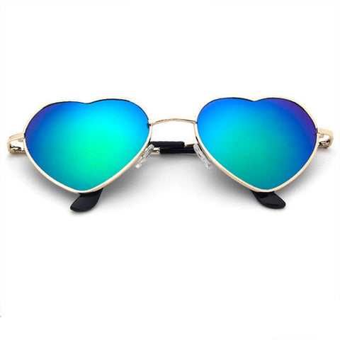 Womens Mirror Sun Glasses Love Metal Frame Fashion Sunglasses Shaped Reflective  Women Heart Glasses Luxury Women's Eyeglasses