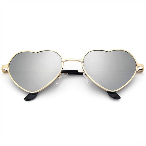 Womens Mirror Sun Glasses Love Metal Frame Fashion Sunglasses Shaped Reflective  Women Heart Glasses Luxury Women's Eyeglasses
