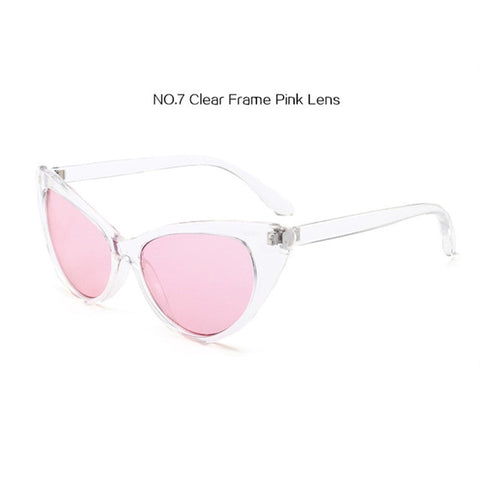 UVLAIK Cat Eye Sunglasses Women Blue Pink Red Lens Sun Glasses for Women Brand Designer Sunglass Clear Frame Women's Glasses