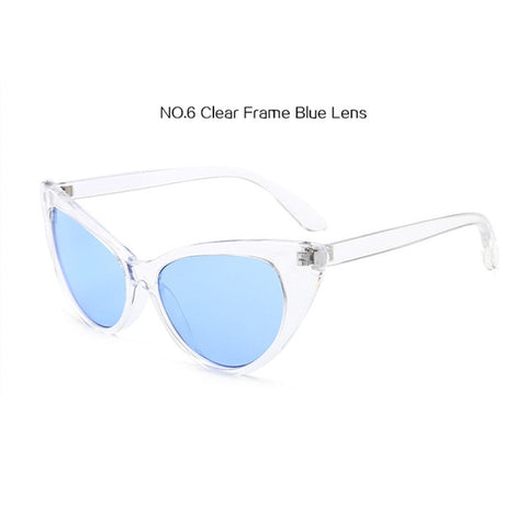 UVLAIK Cat Eye Sunglasses Women Blue Pink Red Lens Sun Glasses for Women Brand Designer Sunglass Clear Frame Women's Glasses