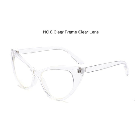 UVLAIK Cat Eye Sunglasses Women Blue Pink Red Lens Sun Glasses for Women Brand Designer Sunglass Clear Frame Women's Glasses