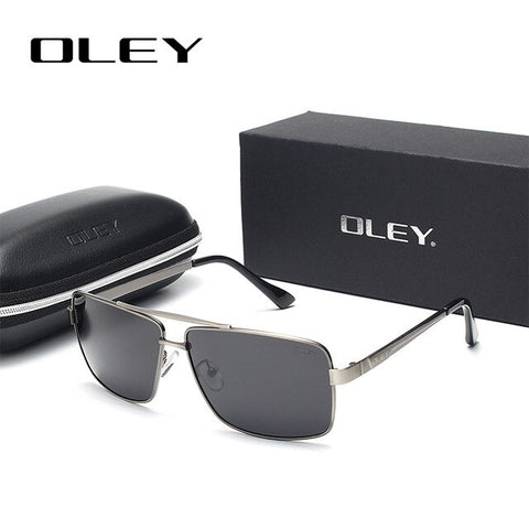 OLEY Square Men's Polarized Sunglasses Stainless steel frame Fashion summer travel HD glasses Driving anti-glare goggles