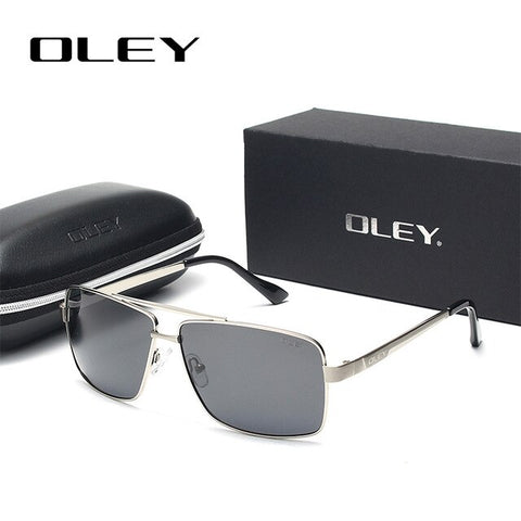OLEY Square Men's Polarized Sunglasses Stainless steel frame Fashion summer travel HD glasses Driving anti-glare goggles