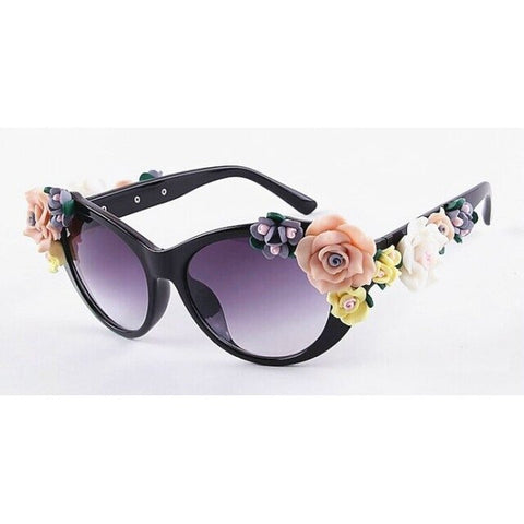Oversized Women's Girls Beach Floral Sunglasses Summer Baroque Anti-UV Sunglasses Retro Glasses YXT0066