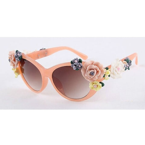 Oversized Women's Girls Beach Floral Sunglasses Summer Baroque Anti-UV Sunglasses Retro Glasses YXT0066