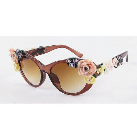 Oversized Women's Girls Beach Floral Sunglasses Summer Baroque Anti-UV Sunglasses Retro Glasses YXT0066
