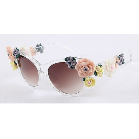 Oversized Women's Girls Beach Floral Sunglasses Summer Baroque Anti-UV Sunglasses Retro Glasses YXT0066