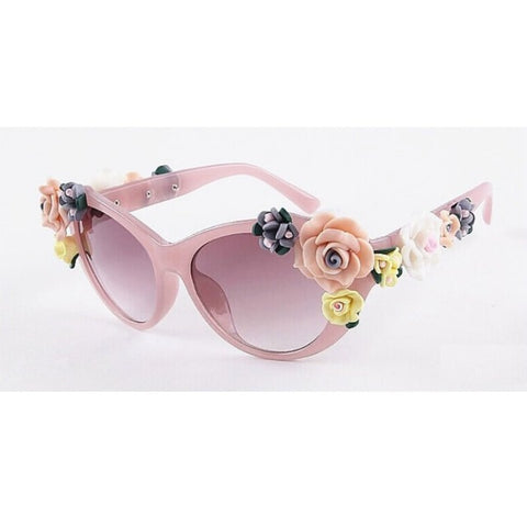 Oversized Women's Girls Beach Floral Sunglasses Summer Baroque Anti-UV Sunglasses Retro Glasses YXT0066
