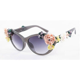 Oversized Women's Girls Beach Floral Sunglasses Summer Baroque Anti-UV Sunglasses Retro Glasses YXT0066