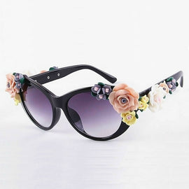 Oversized Women's Girls Beach Floral Sunglasses Summer Baroque Anti-UV Sunglasses Retro Glasses YXT0066