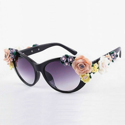 Oversized Women's Girls Beach Floral Sunglasses Summer Baroque Anti-UV Sunglasses Retro Glasses YXT0066