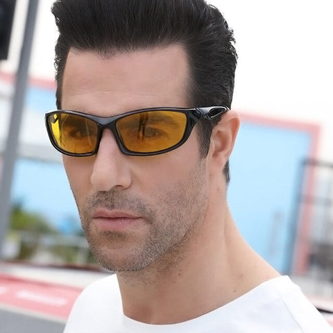 Yellow Lense Night Vision Polarized Driving Goggles Professional Reduce Glare Men's Car Driving Anti-Glare Glasses LongKeeper