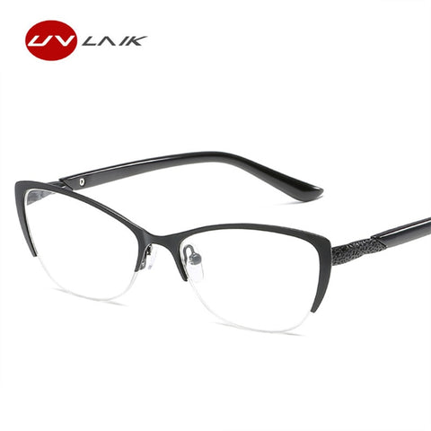 UVLAIK Reading Glasses Women Metal Optical Mirror Glasses Anti-Fatigue Women's Cat Eye Glasses Elderly Dedicated