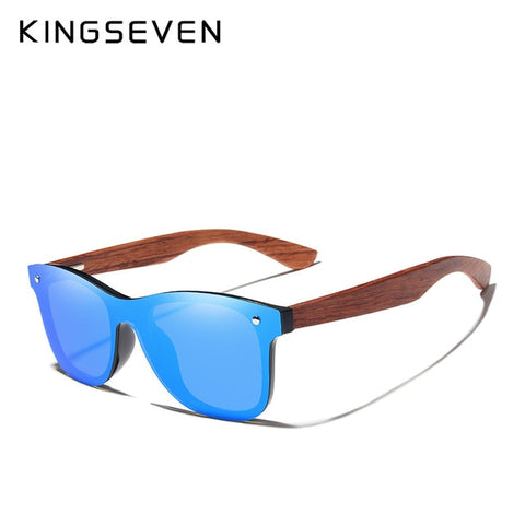 KINGSEVEN Bubinga Wooden Men's Sunglasses Polarized Retro Rimless Green Mirror Lens Sun Glasses Handmade Driving Eyewear