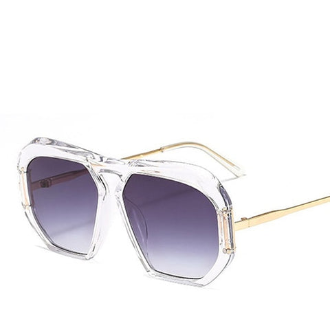 HBK Women's Oversized Glasses Square Sunglasses Designer Brand Luxury Large Female Sun Glasses One Pieces Clear Lens Oculos