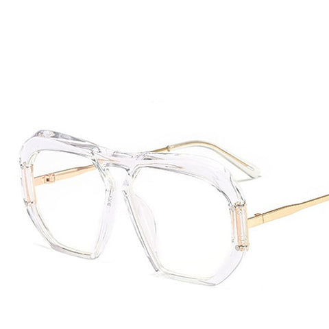 HBK Women's Oversized Glasses Square Sunglasses Designer Brand Luxury Large Female Sun Glasses One Pieces Clear Lens Oculos