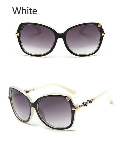 OHMIDA New Fashion Pearl Sunglasses Women Cat Eye Sun Glasses Mirror Oval Eyeglasses Women's Famous Brand Sunglasses UV400 shade