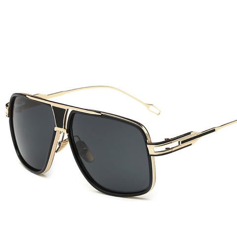 Retro Men's Square Sunglasses 2019 Ladies Brand Design Fashion Oversized Gold Alloy Frame Shield Glasses Lovers Style UV400