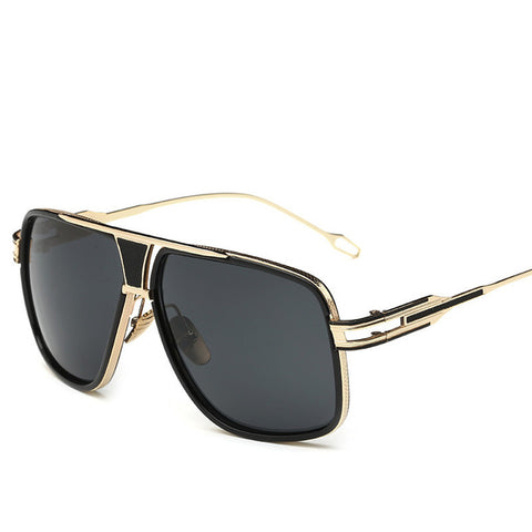 Retro Men's Square Sunglasses 2019 Ladies Brand Design Fashion Oversized Gold Alloy Frame Shield Glasses Lovers Style UV400