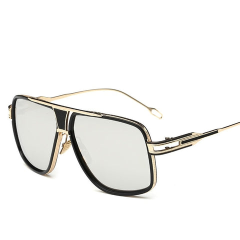 Retro Men's Square Sunglasses 2019 Ladies Brand Design Fashion Oversized Gold Alloy Frame Shield Glasses Lovers Style UV400