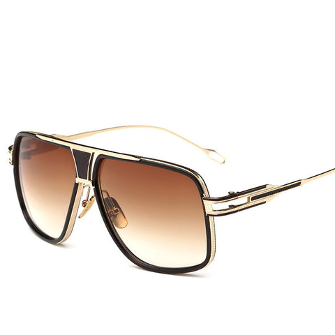 Retro Men's Square Sunglasses 2019 Ladies Brand Design Fashion Oversized Gold Alloy Frame Shield Glasses Lovers Style UV400