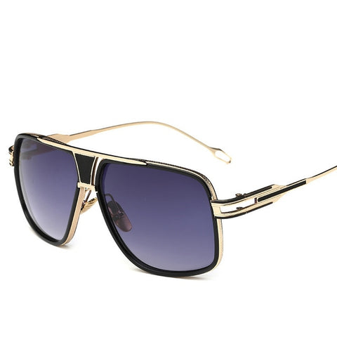 Retro Men's Square Sunglasses 2019 Ladies Brand Design Fashion Oversized Gold Alloy Frame Shield Glasses Lovers Style UV400