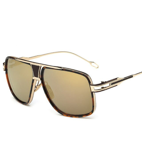 Retro Men's Square Sunglasses 2019 Ladies Brand Design Fashion Oversized Gold Alloy Frame Shield Glasses Lovers Style UV400