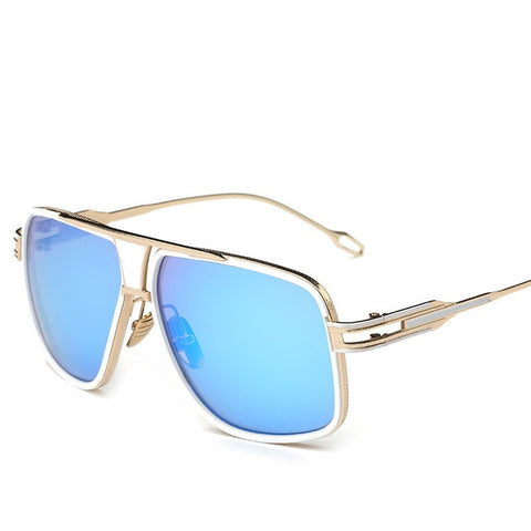 Retro Men's Square Sunglasses 2019 Ladies Brand Design Fashion Oversized Gold Alloy Frame Shield Glasses Lovers Style UV400