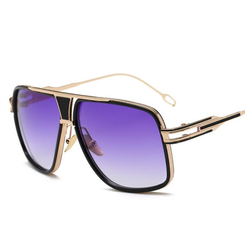 Retro Men's Square Sunglasses 2019 Ladies Brand Design Fashion Oversized Gold Alloy Frame Shield Glasses Lovers Style UV400