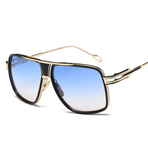 Retro Men's Square Sunglasses 2019 Ladies Brand Design Fashion Oversized Gold Alloy Frame Shield Glasses Lovers Style UV400