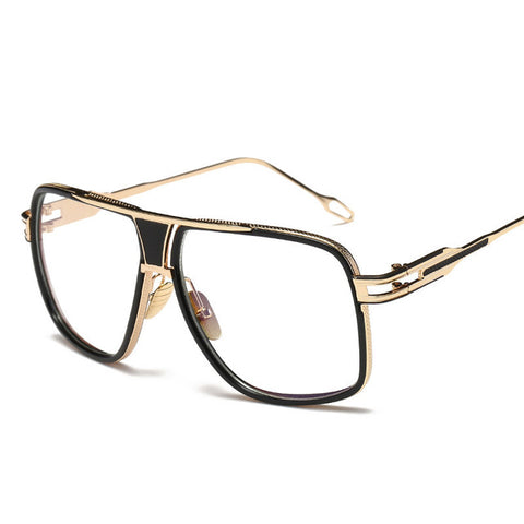 Retro Men's Square Sunglasses 2019 Ladies Brand Design Fashion Oversized Gold Alloy Frame Shield Glasses Lovers Style UV400