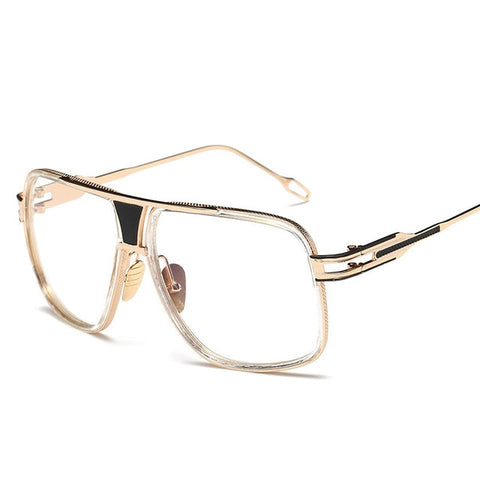 Retro Men's Square Sunglasses 2019 Ladies Brand Design Fashion Oversized Gold Alloy Frame Shield Glasses Lovers Style UV400