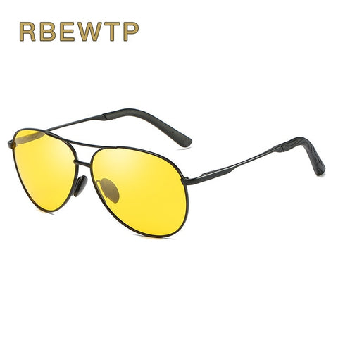 RBEWTP Retro Vintage Men's Night Vision Sunglasses Polarized Driving Sun Glasses oculos Male Eyewear Accessories For Men