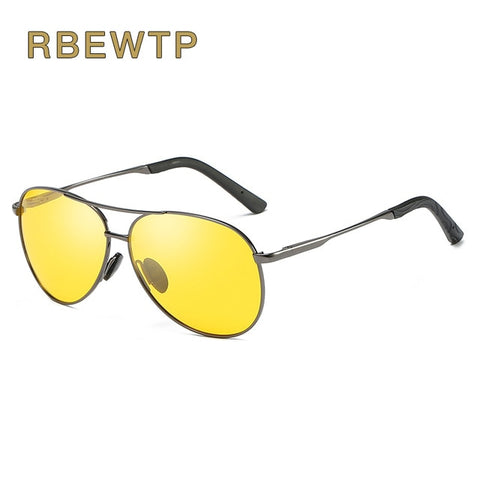 RBEWTP Retro Vintage Men's Night Vision Sunglasses Polarized Driving Sun Glasses oculos Male Eyewear Accessories For Men