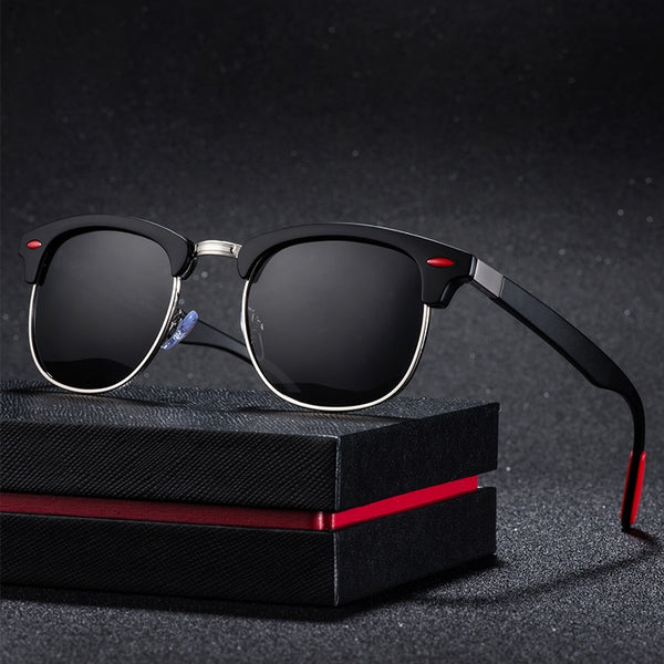 New polarized men's sunglasses UV400 square half metal frame fashion ladies sunglasses brand design glasses driving sunglasses