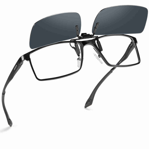 Soxick Women's Polarized Day Night Vision Clip On Lens Glasses Sunglasses Lightweight Driving Eyewear Sunglasses Flip Up